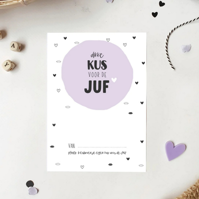 Ansichtkaart | Dikke kus voor de juf 